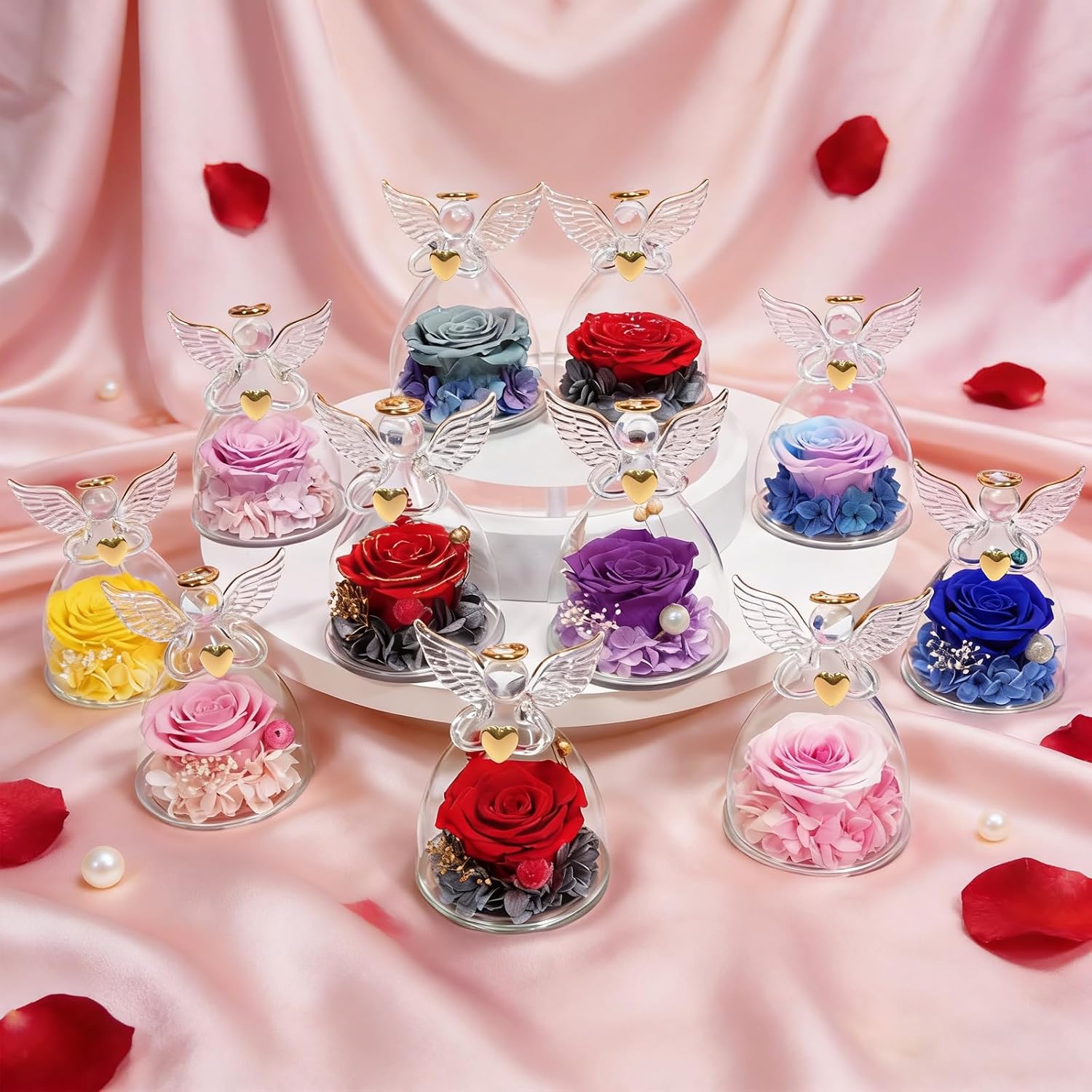 Yamonic Eternal Rose Angel Gifts for Women, Eternal Rose in Glass Gifts for Mum, Angel Figure, Birthday Gifts for Women, Grandma Gift, Real Rose Guardian Angel, Christmas, Mother's Day Gift – Bild 8
