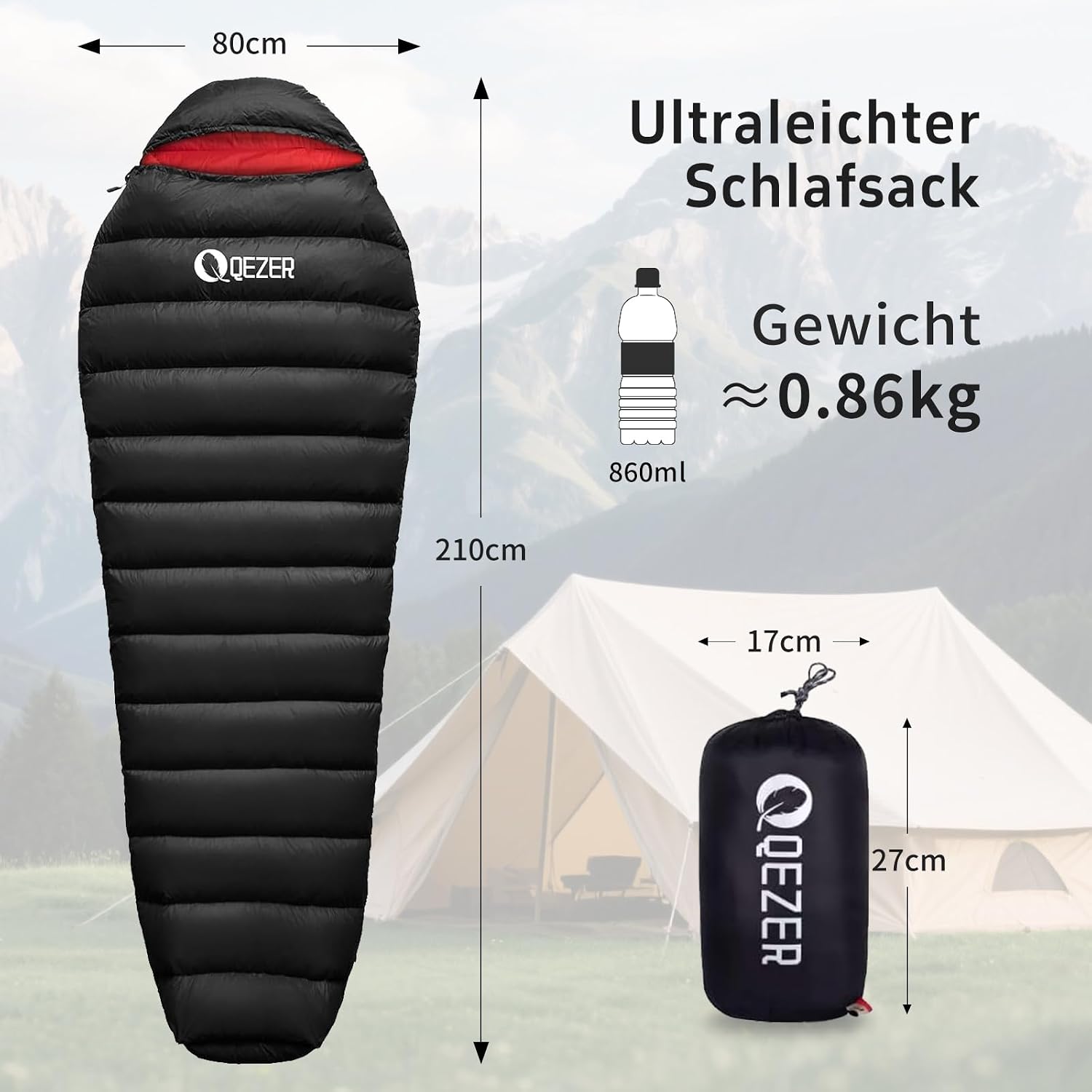 Daunenschlafsack, kleines packmaß,650FP, RDS-Zertifiziert – Bild 3