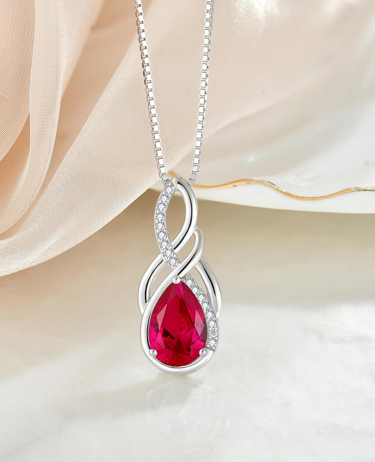 YL Unendlichkeit Kette Damen 925 Sterling Silber Geburtsstein Schmuck – Bild 3