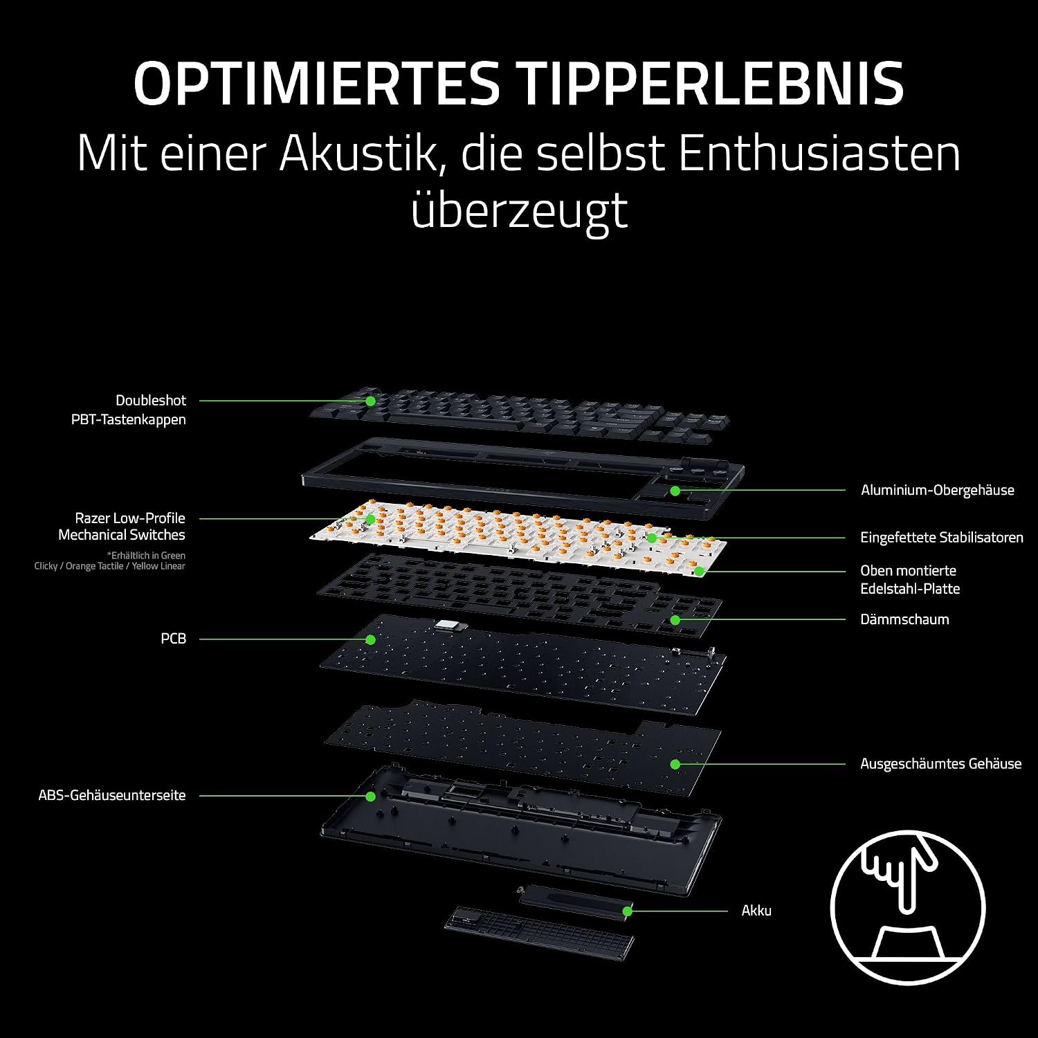 Razer BlackWidow V4 Tenkeyless HyperSpeed Low Profile - Wireless Hot-Swap Gaming Keyboard (HyperSpeed Wireless & BT, Hot-Swap, Multifunctional Rotary & Function Keys) Orange Switch | DE Layout – Bild 6