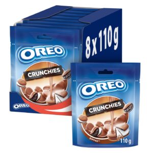 OREO Crunchies Chocolate Dip Vanilla Cream 110g (Pack of 8)