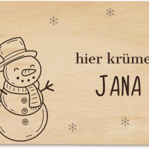 Breakfast Board Christmas with Desired Engraving – Personalised Gifts Children – Board Children – Gift Idea Christmas – Wooden Board (Snowman)