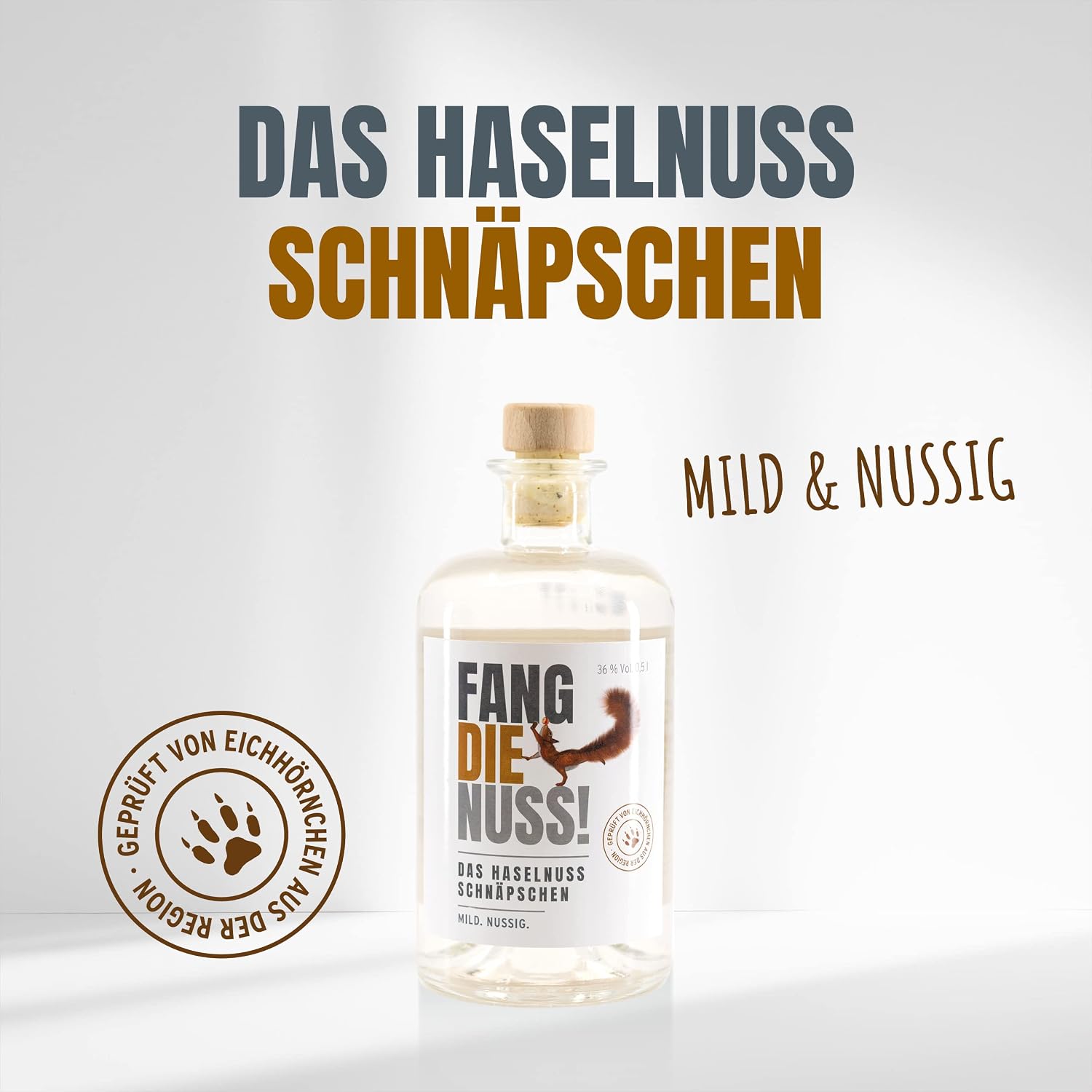 Fang die Nuss! Premium Hazelnut Schnapps | Mild Nutty | 36% Vol. Alcohol | Tested by Squirrels from the Region | Charity Gift | 0.5 L | Enjoy & Do Good – Bild 2
