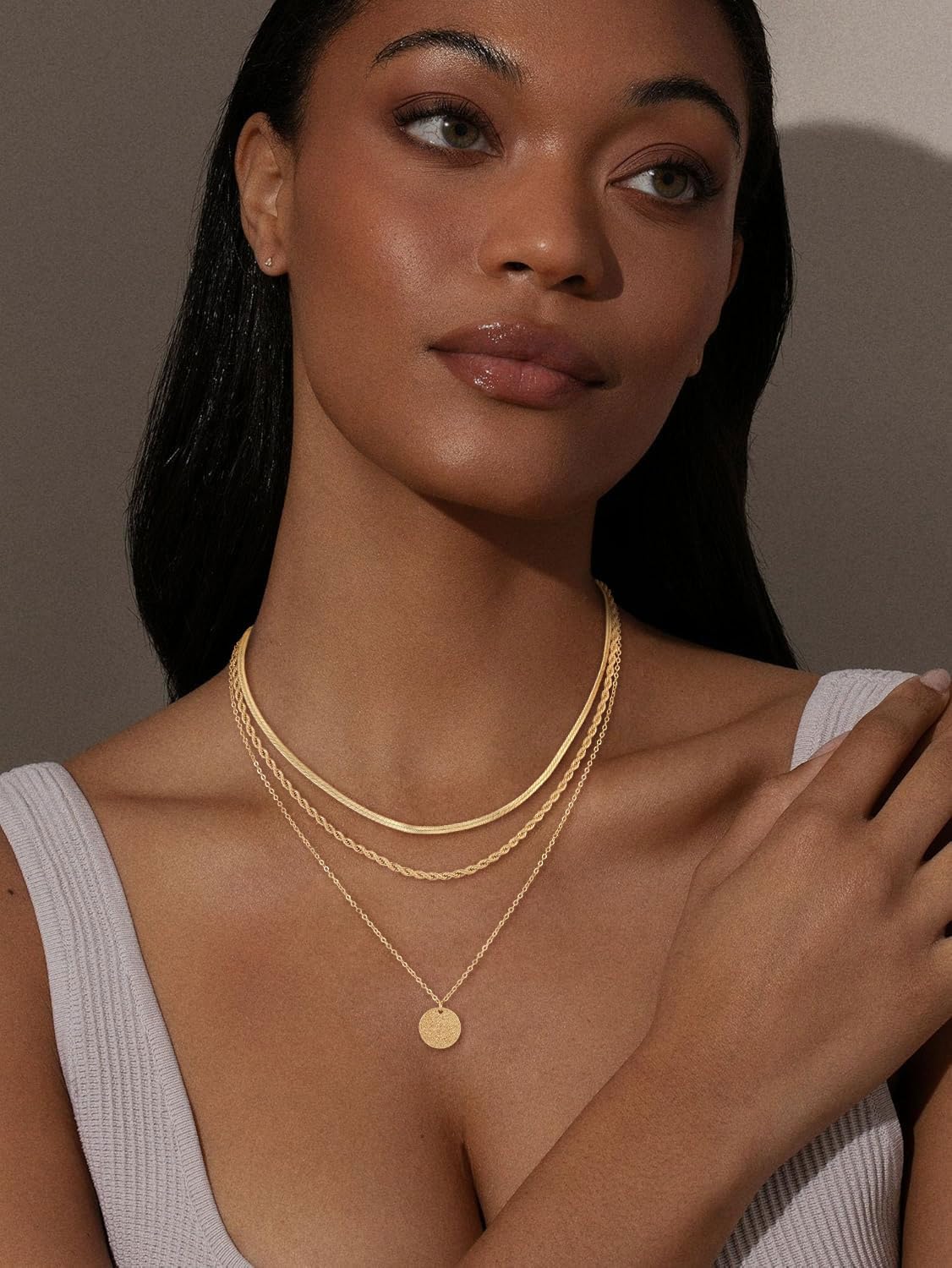 Multilayer Gold Chains for Women Fashion Delicate 14K Gold Plated Stackable Necklace with Cubic Zirconia Pendant Gold Jewelry Set for Women Gifts – Bild 4