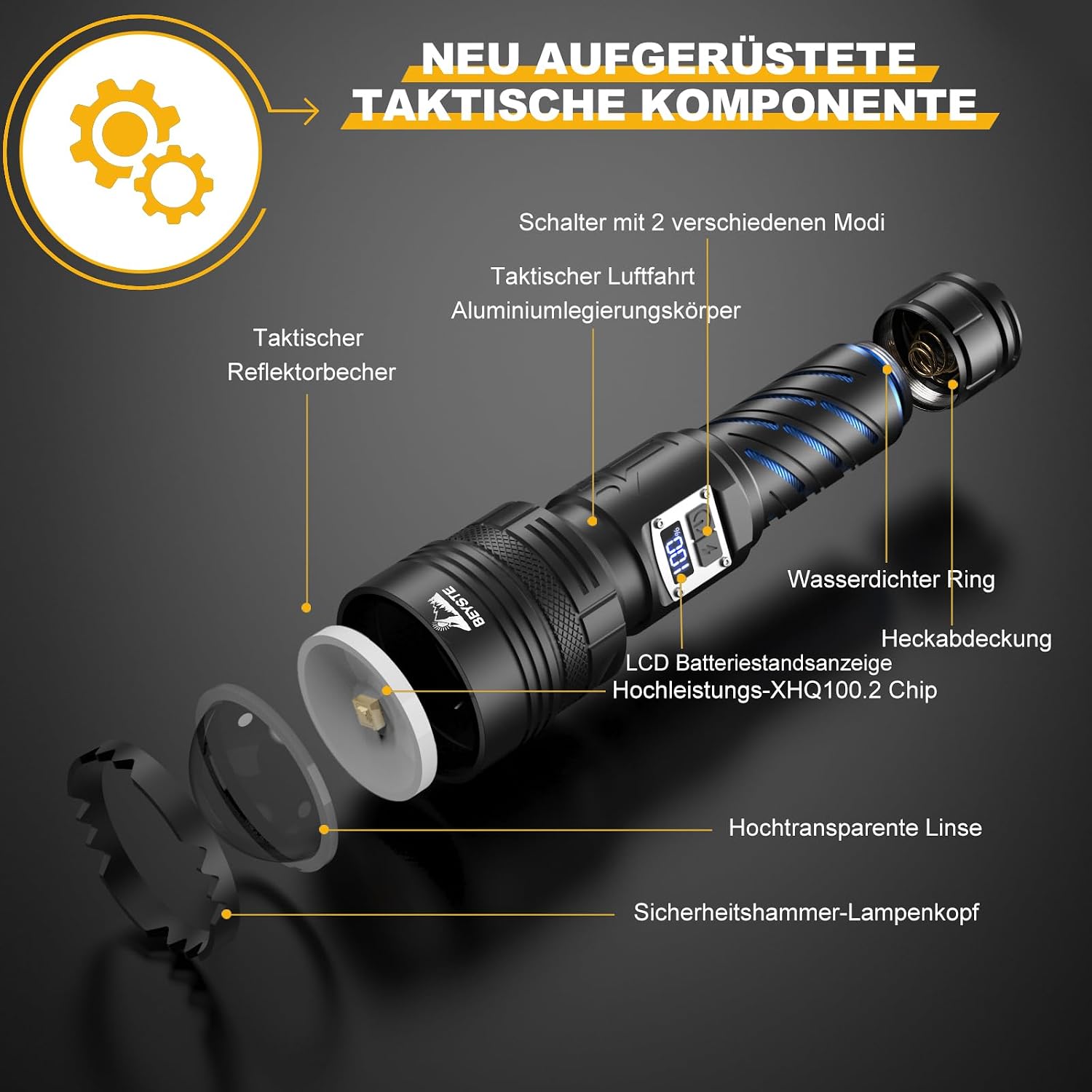 Torch LED Rechargeable 1000000 Lumens Torch Large Strong – Bild 7