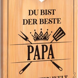 Papa Geschenke - Bamboo Chopping Board for the Best Dad, Best Dad Gifts, Gifts for Dad for Birthday, Father's Day, Christmas, Birthday Gifts for Dad from Son Daughter