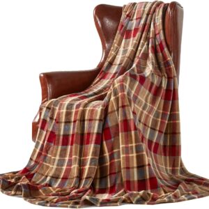 DREAMLANDING Blanket for Sofa 230 x 230 cm Red Plaid Cuddly Blanket Fluffy Soft Colorful Oversized Decorative Ultra Plush Cooling Blanket for Sleeping
