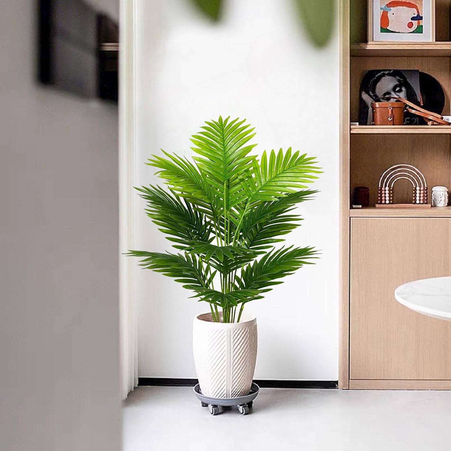 Artificial Plant in Pot, Large Artificial Plants, Plastic Palm Tree, Fake Palm Plant Decoration for Living Room, Balcony, Bedroom, Office, Bathroom (80 cm High Palm Tree) – Bild 3