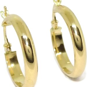 18ct Yellow Gold Half Tube Hoop Earrings 4mm Wide 2.3cm OD 2.10g 18k Gold A Truly Special Gift for Women 18k Gold 18k Gold