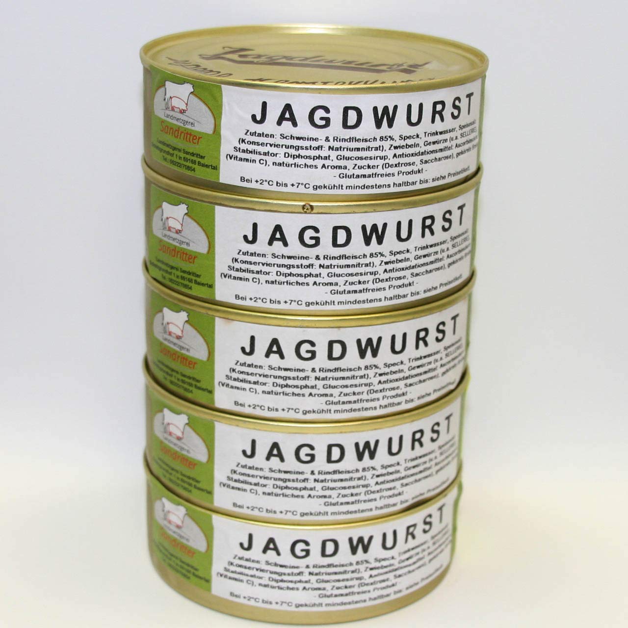 Jagdwurst 5 x 200 g Canned Sausage, Value Set, Storage Set Landmetzgerei Sandritter – Bild 2
