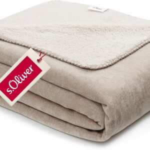 s.Oliver Lounge Blanket 150 x 200 cm Beige Polyester Fleece Soft and Cuddly
