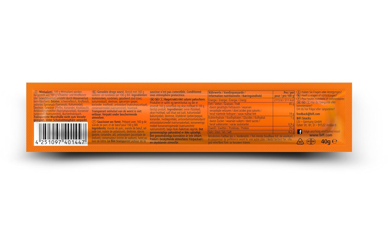 BiFi Original XXL Salami Sticks - Pack of 30 (30 x 40 g) - Sausage Snack To Go - Air Dried Meat & Sausages Package - Salami with Pepper, Coriander and Garlic - Ideal Nibble Box - Sausage Package – Bild 2