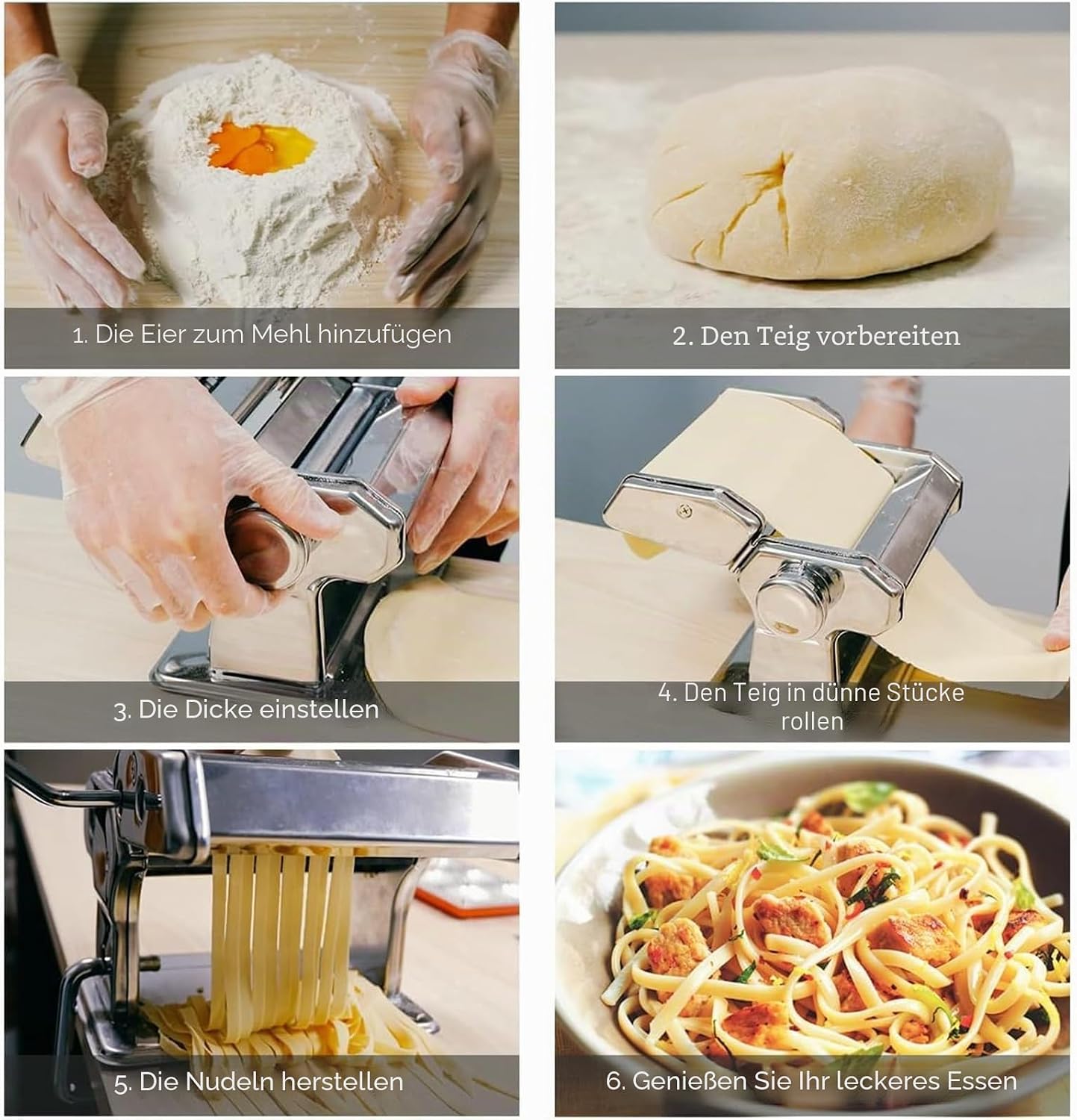MZTOGR Manual Stainless Steel Pasta Machine - for Homemade Pasta & Ravioli – Bild 6