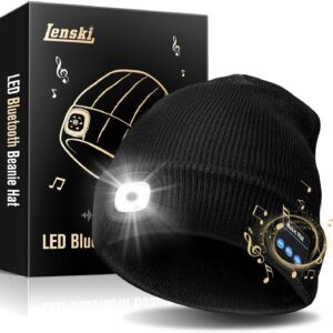 Lenski Gifts for Men Women Bluetooth Beanie Hat with LED Light