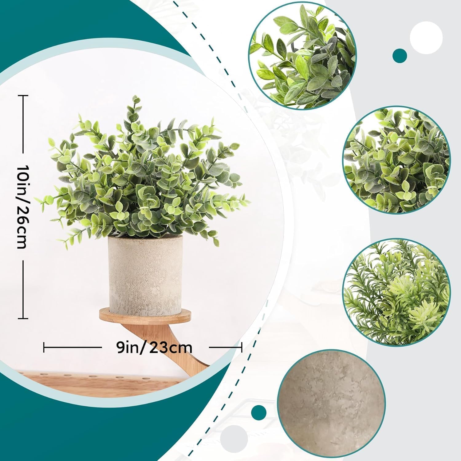 Der Rose Pack of 3 Artificial Plants Like Real Eucalyptus Plants Fake Plants for Decoration Living Room Bedroom Room Wall Decoration Bathroom Decoration (Grey) – Bild 3
