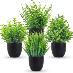 Der Rose Pack of 4 Artificial Plants Like Real Artificial Plants Small for Living Room Table Office Kitchen and Bathroom Decoration