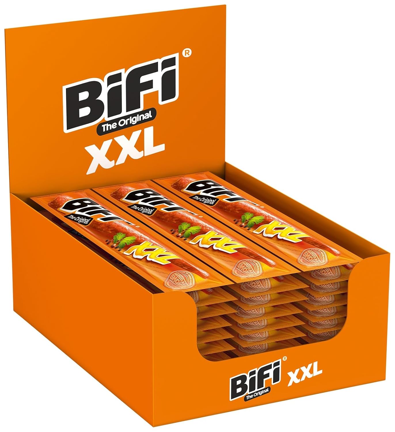 BiFi Original XXL Salami Sticks - Pack of 30 (30 x 40 g) - Sausage Snack To Go - Air Dried Meat & Sausages Package - Salami with Pepper, Coriander and Garlic - Ideal Nibble Box - Sausage Package