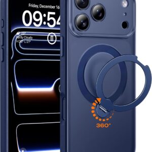 TOCOL For iPhone 17 Pro Case with Stand, 360° Rotation, Deep Blue