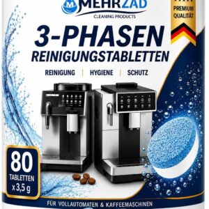 80 × 3-Phase Premium Cleaning Tablets for Fully Automatic Coffee Machines – Cleaning, Protection and Care – Compatible with Jura & Siemens – 3.5 g Tablets – Made in Germany