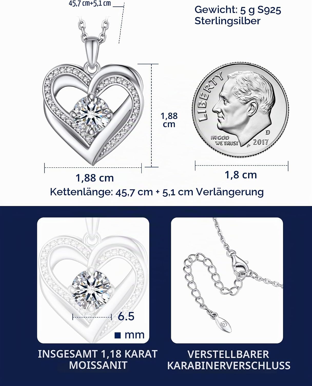 MomentWish Halskette Damen Silber Silberkette 925 Schmuck Geschenk – Bild 6