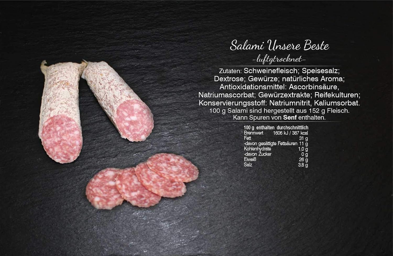 Sausage from Thuringia "Unsere Beste" I Wurstspezialität aus Meiningen I 2x 250g Salami – Bild 3