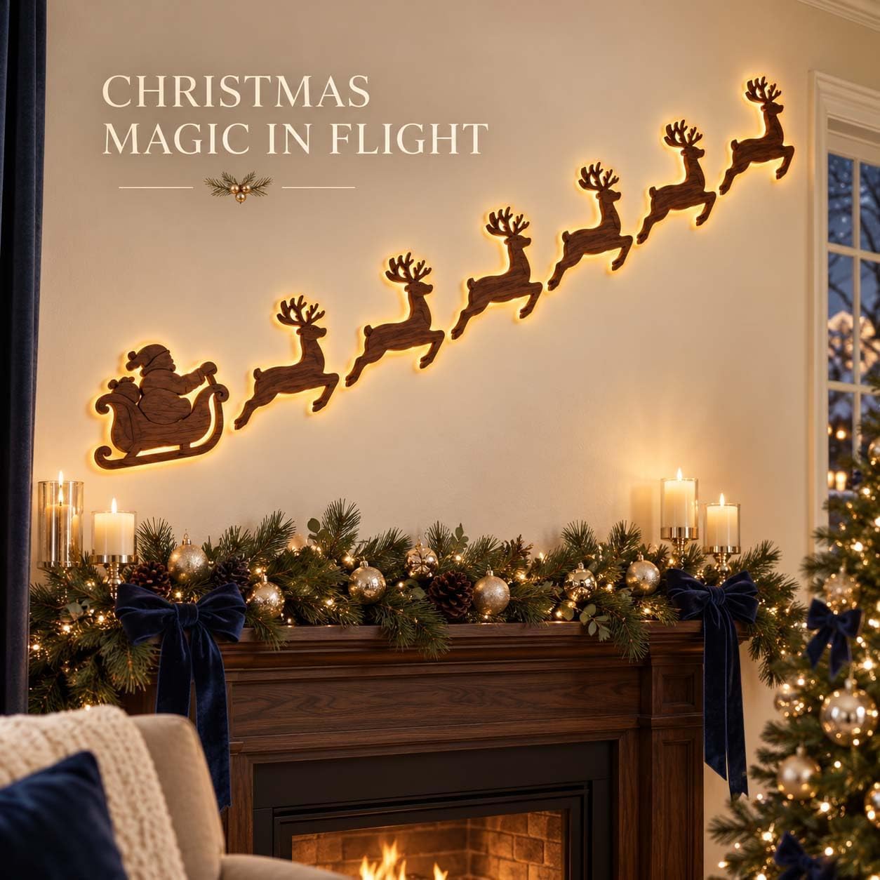 Christmas Decoration Reindeer LED for Wall, Christmas Lights Made of Wood – Bild 7