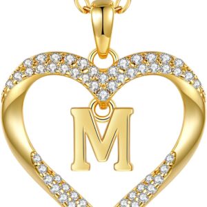 CDE Women’s 18K Gold-Plated Necklace Initial Heart Pendant Letter Chain for Women A-Z Personalised Chain Jewellery Birthday Gift for Teenager Girls Women Girlfriend Valentine’s Day Christmas Mother’s