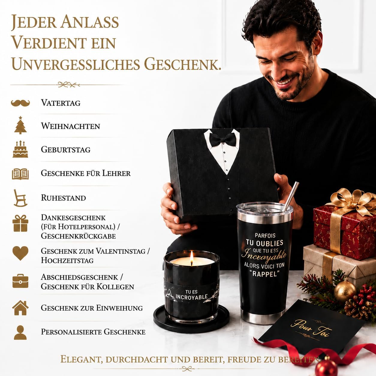 Gift for Men - Luxury Men's Gift Set with Mug, Scented Candle - Birthday Gift for Dad, Boyfriend, Husband, Brother – Bild 3