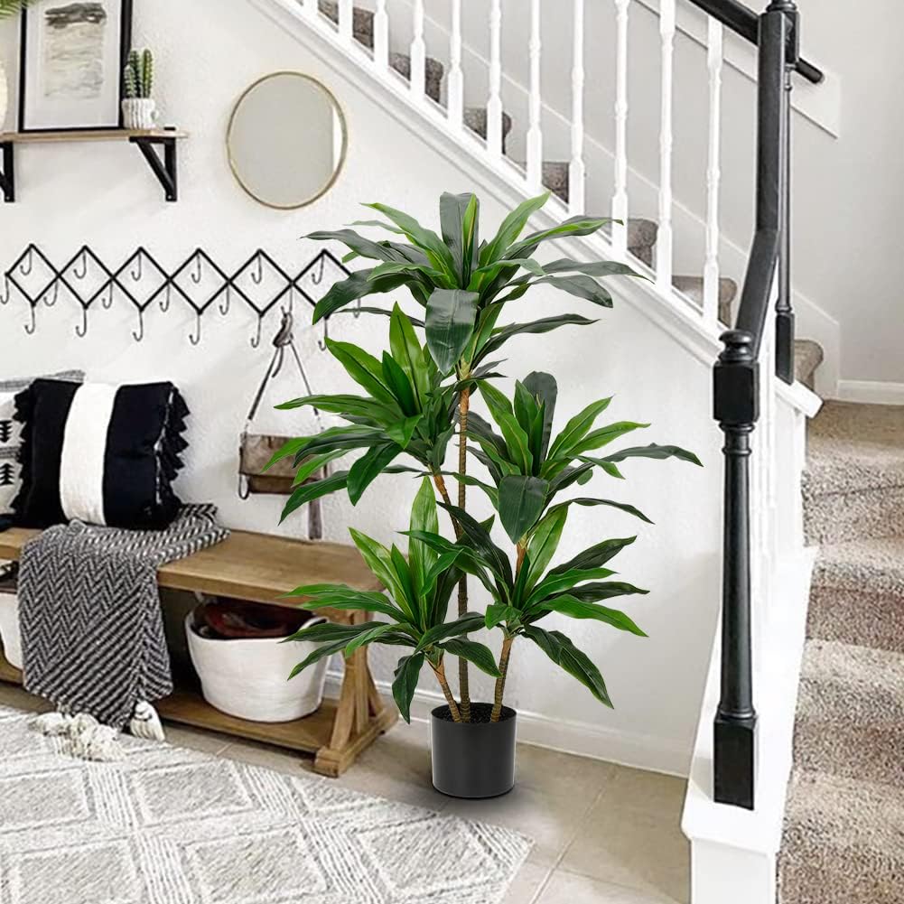 Dracaena Fragans Large Plants in Pot Artificial Plants 120 cm, Decorative Plant Indoor Plant with Pots, Artificial Plants Like Real with Durable Trunks and Lifelike Leaves for Living Room Office – Bild 5