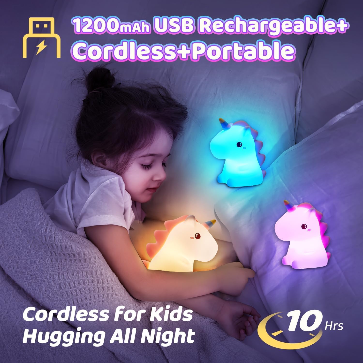 Children's Night Light, 16 Colours, 5 Brightness, Unicorn Night Light, Baby – Bild 7