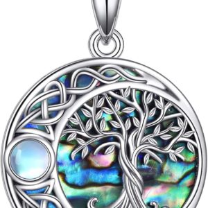 YAFEINI Tree of Life Necklace S925 Sterling Silver Crystal Tree of Life Pendant Necklace Celtic Knot Tree of Life Jewellery for Women Gifts
