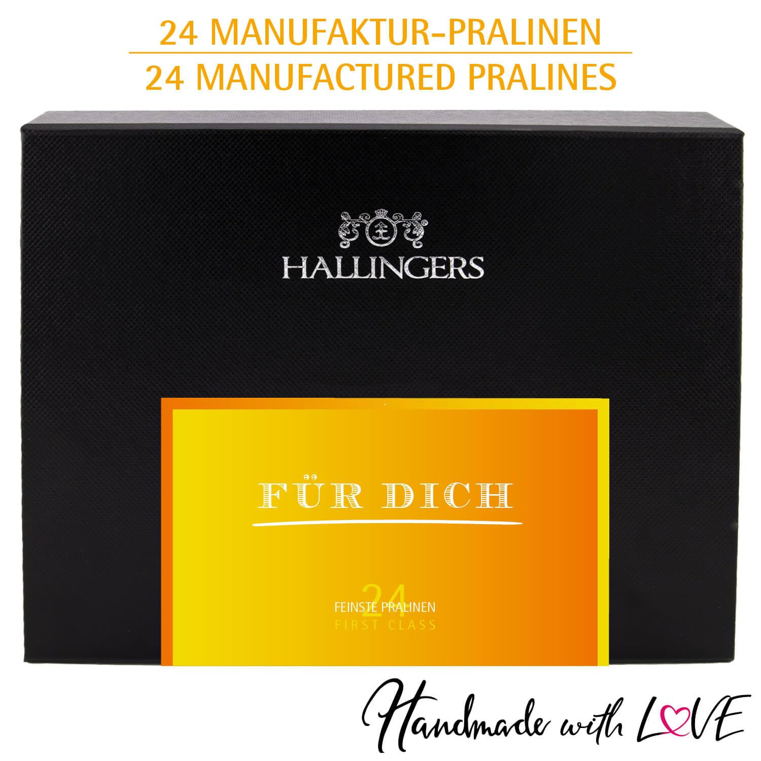 Hallingers Genuss Manufaktur Chocolates Love Gift – Without Alcohol, Handmade from Confectionery Fine Cocoa in High-Quality FirstClass Gift Box "Für Dich", Gift Idea for Men and Women – Bild 5