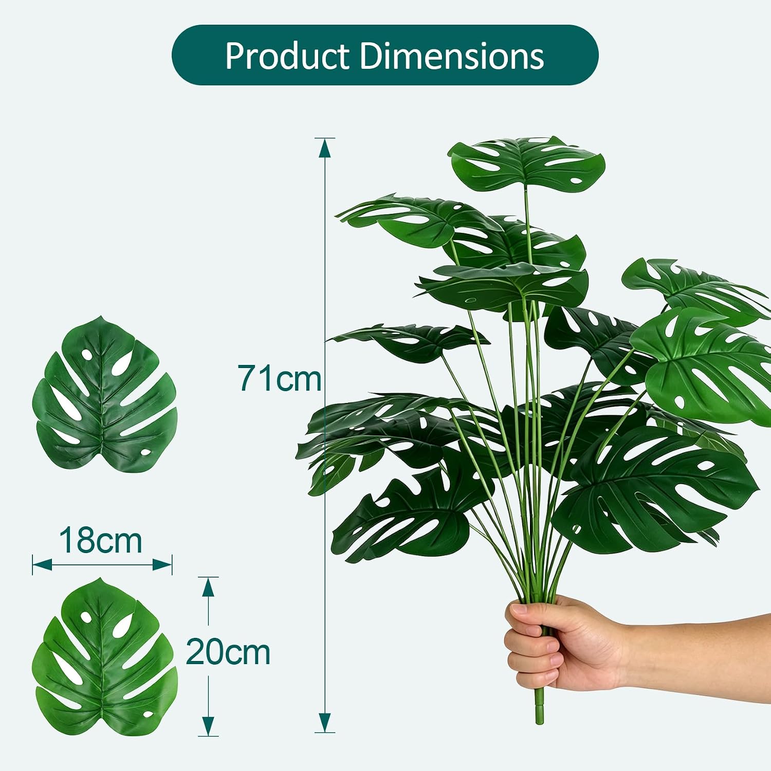ADORAMOUR Artificial Plants Monstera Bush, Fake Tropical Plant Decoration – Bild 2