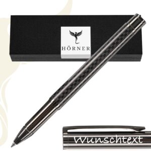 Hörner Carboneo Rollerball Pen with Engraving – High-Quality Rollerball Pen Made of Carbon & Brass | Exclusive Business Gift | Rollerball Pen Refill Made in Germany | Elegant Design
