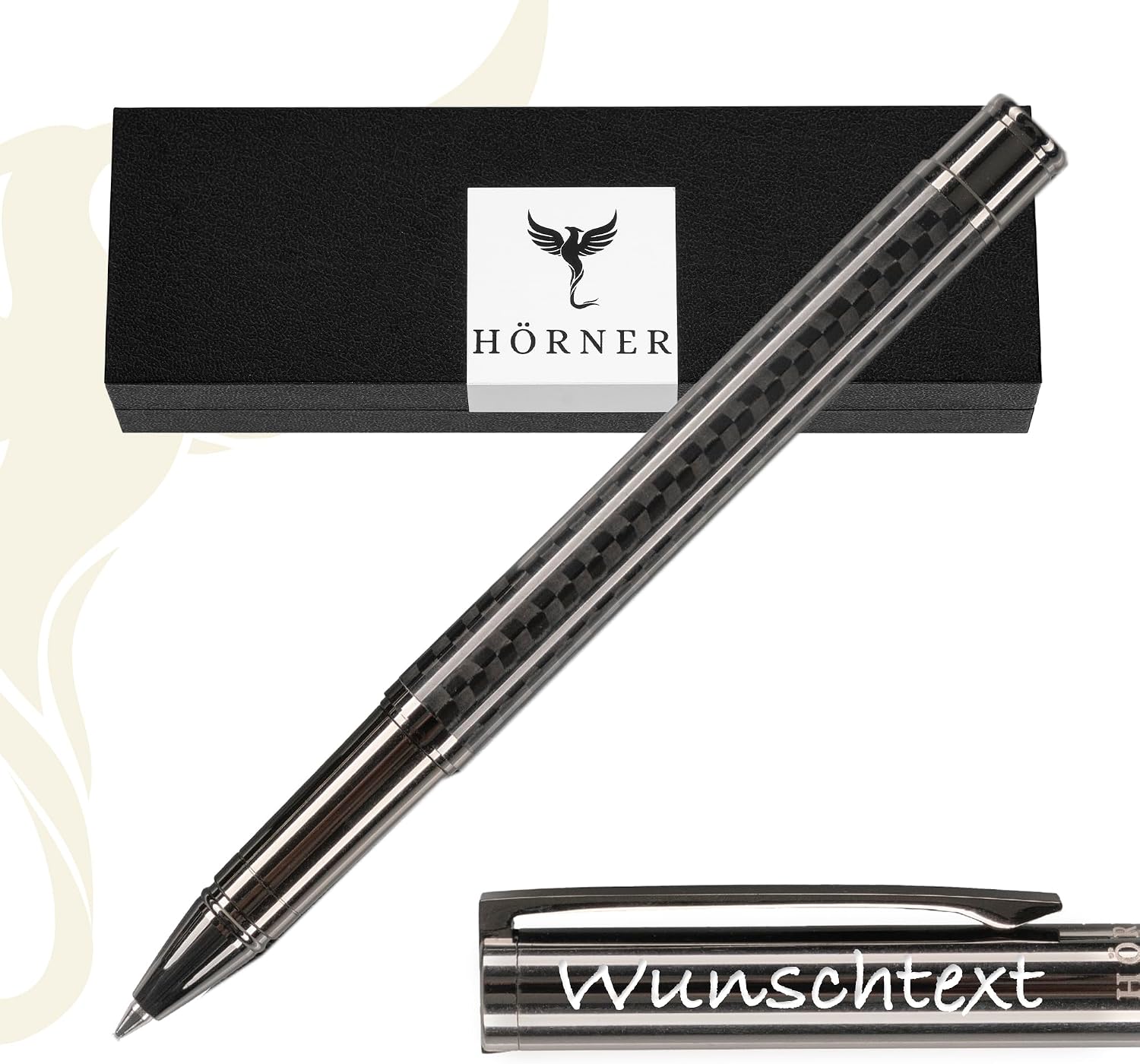 Hörner Carboneo Rollerball Pen with Engraving - High-Quality Rollerball Pen Made of Carbon & Brass | Exclusive Business Gift | Rollerball Pen Refill Made in Germany | Elegant Design