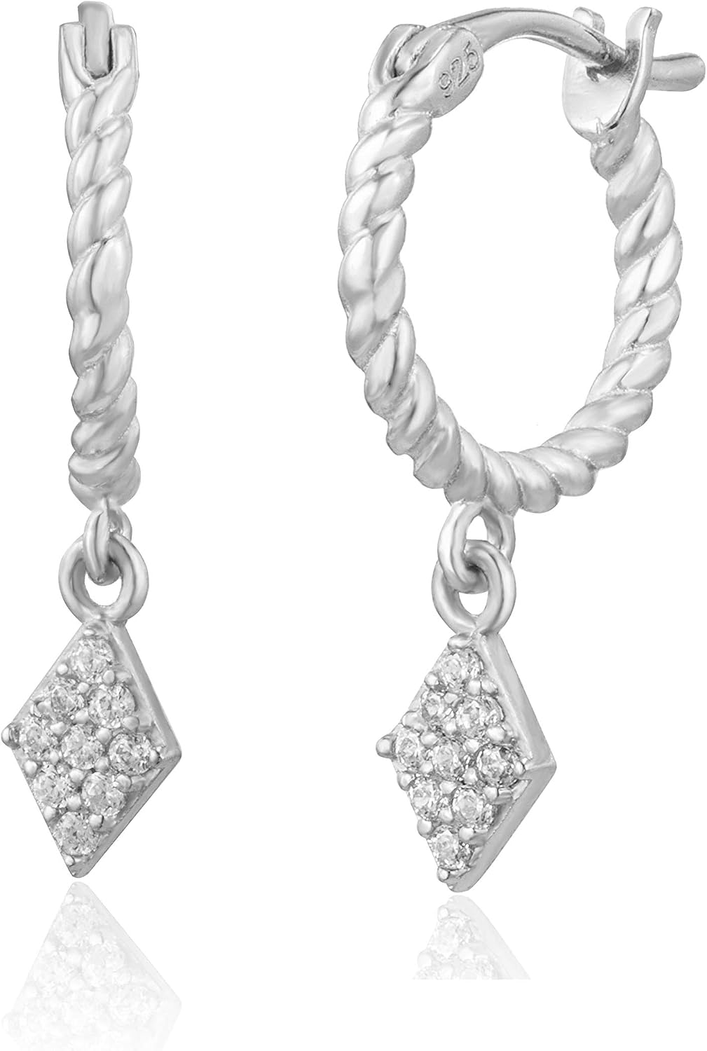 Brandlinger ® Small Twisted Earrings 925 Silver Women's Jewellery 18 Carat (Silver and Gold) for Women and Girls Hoop Earrings Diameter 11.5 mm