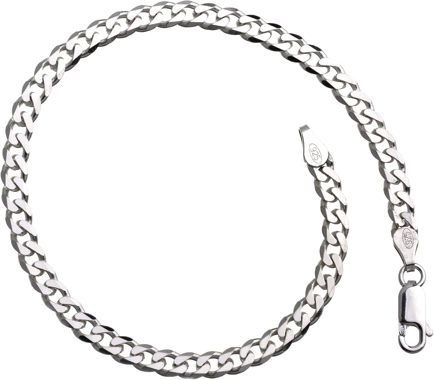 Curb Chain Bracelet Width 4 mm 925 Silver Choice of Length 16 cm - 25 cm