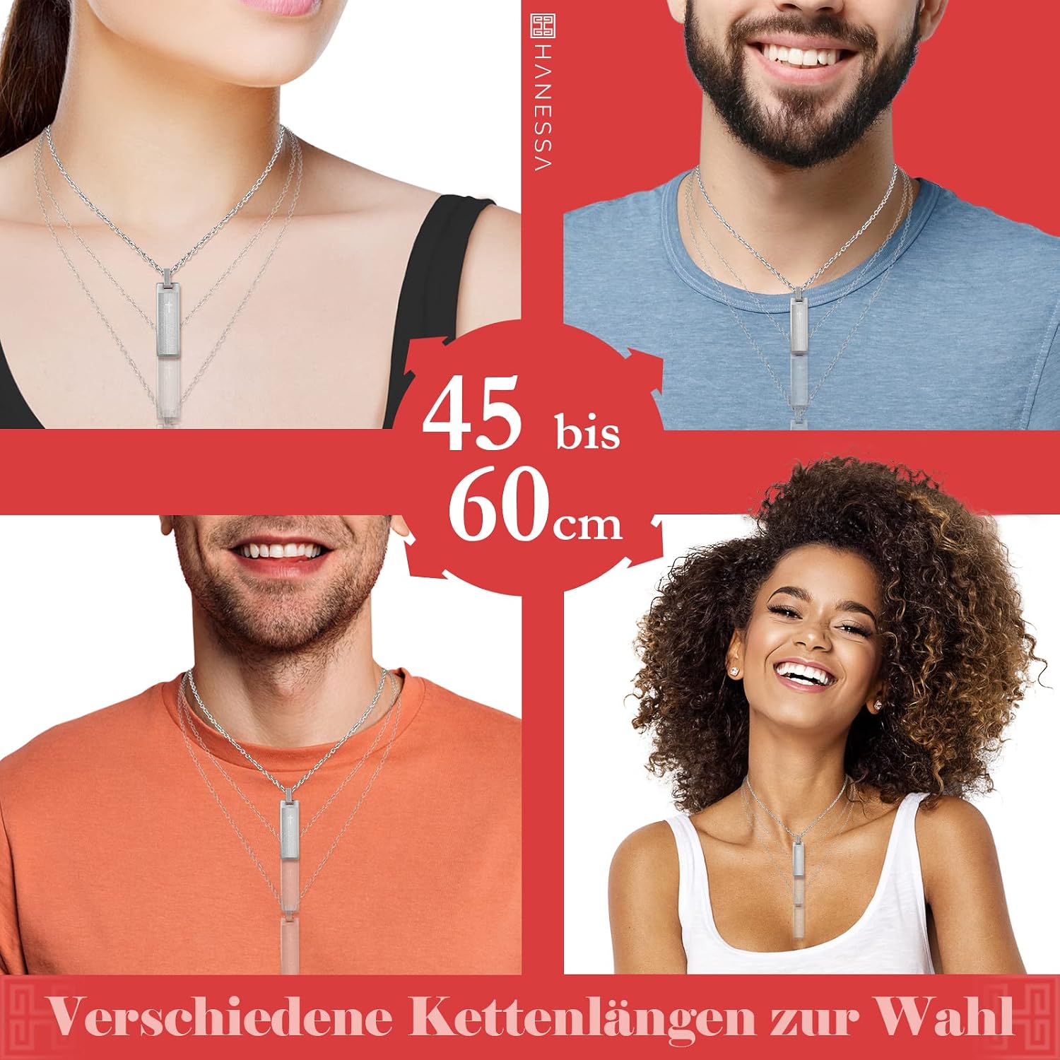 Personalised Necklace with Engraving Stainless Steel 45-60 cm with Pendant Rectangle with "Our Father" (Spanish) in Silver - Necklace Men and Women - Personalised Jewellery for Men and Women – Bild 5