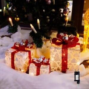 CCLIFE LED Gift Box Set of 3 with Power Plug Christmas Decoration Fairy