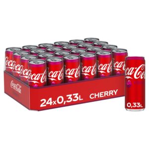 Coca-Cola Cherry Caffeinated Soft Drink Disposable Tin, 24 x 330 ml