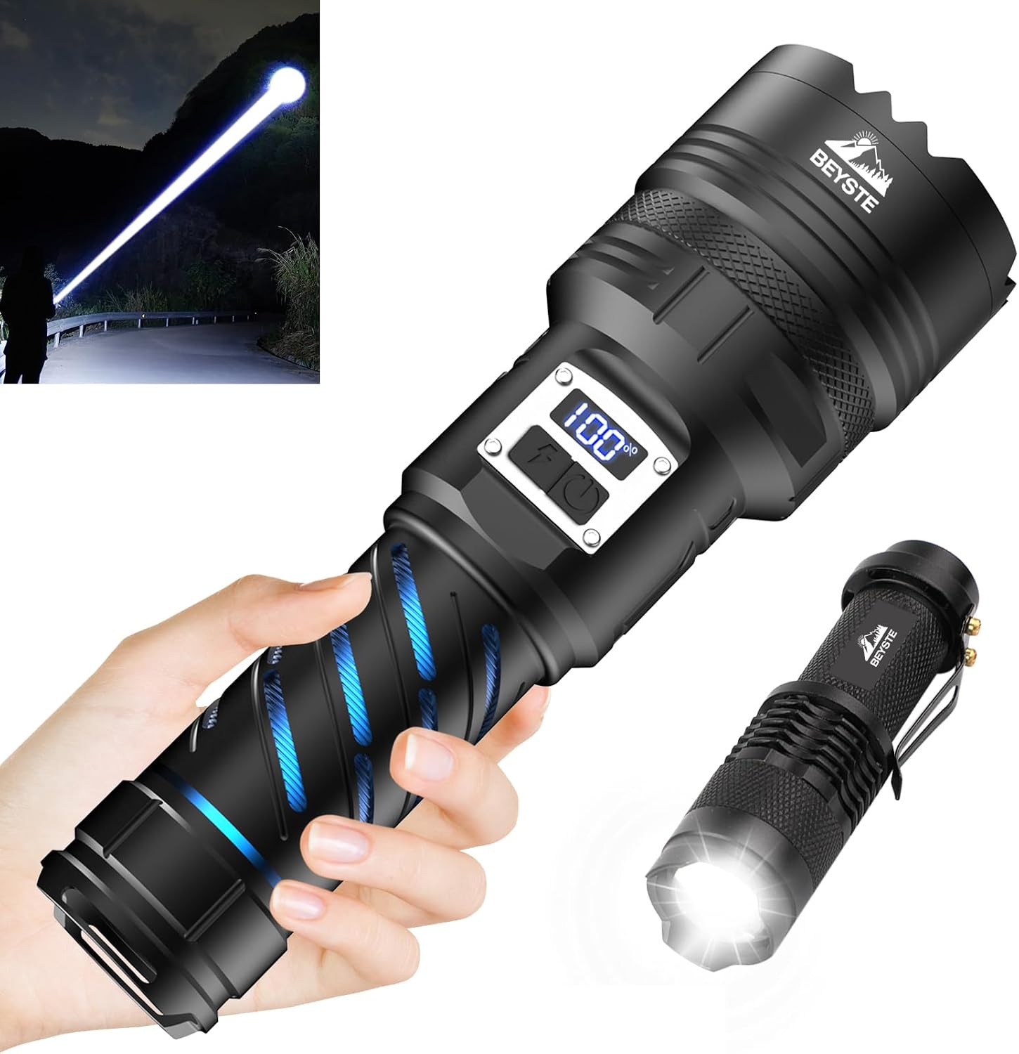 Torch LED Rechargeable 1000000 Lumens Torch Large Strong