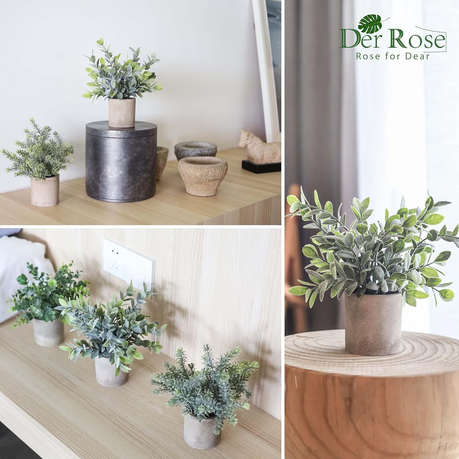 Der Rose Pack of 3 Artificial Plants Like Real Eucalyptus Plants Fake Plants for Decoration Living Room Bedroom Room Wall Decoration Bathroom Decoration (Grey) – Bild 2