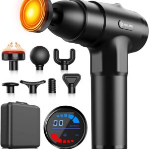 Massage Gun with Heat Function, AERLANG Muscle Massage Gun, Massager with LED Display, Hand Massager Gifts for Men, Massage Gun with 20 Adjustable Levels and 7 Massage Heads