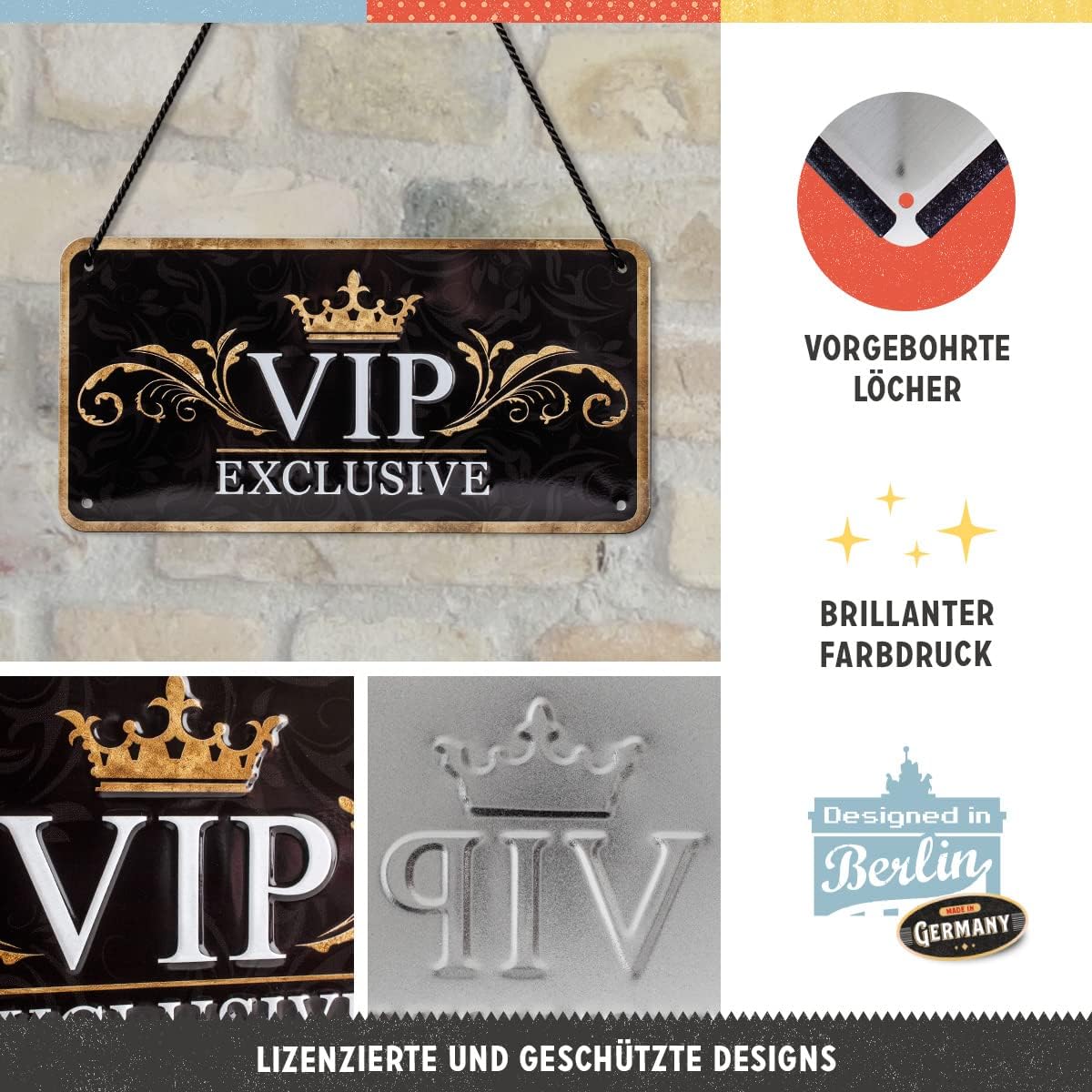 Nostalgic Art 28006 Attention VIP Exclusive, hanging sign, 10 x 20 cm – Bild 3