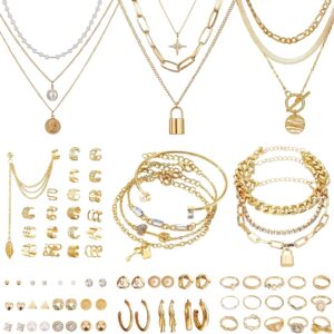 65 Pieces Jewellery Gold Jewellery Sets for Women Fashion Jewellery Set Gold Jewellery Sets for Gifts Birthday Valentine's Day