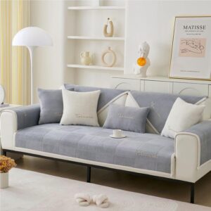 Bed Snake Universal Sofa Cover, Sofa Covers for Seat, Sofa Protector Non-Slip, L/U Shape Sofa Throw, Sofa Cover, Corner Sofa, Grey, 70 x 70 cm