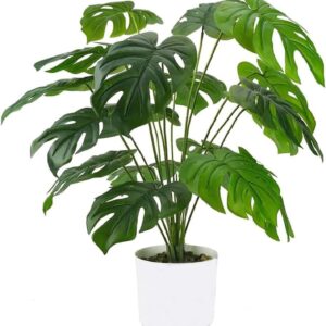 Laelfe Small Artificial Plant Monstera in Pot 55 cm 12 Leaves