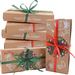 12 Christmas Biscuit Boxes with Window and Ribbon, Christmas Treat Boxes, Gift Box, Bakery Boxes, Biscuits, Packaging for Pastries, Cupcakes, Brownies, Gifts, Doughnut and Cookie