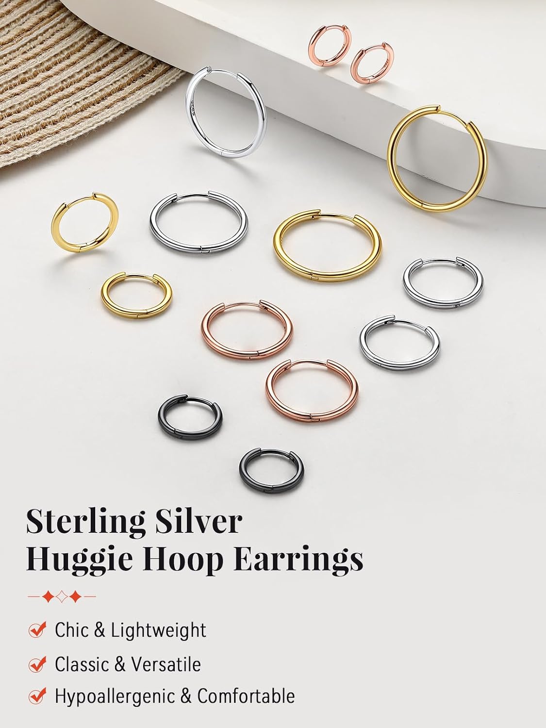 FaithHeart S925 Silver Earrings Women's Men's Stud Earrings Silver 925 Hoop Earrings Huggies 8/10/12/14/16/18/20 mm Helix Piercing Folding Hoop Earrings Silver Earrings Ear Piercing Silver Jewellery – Bild 7