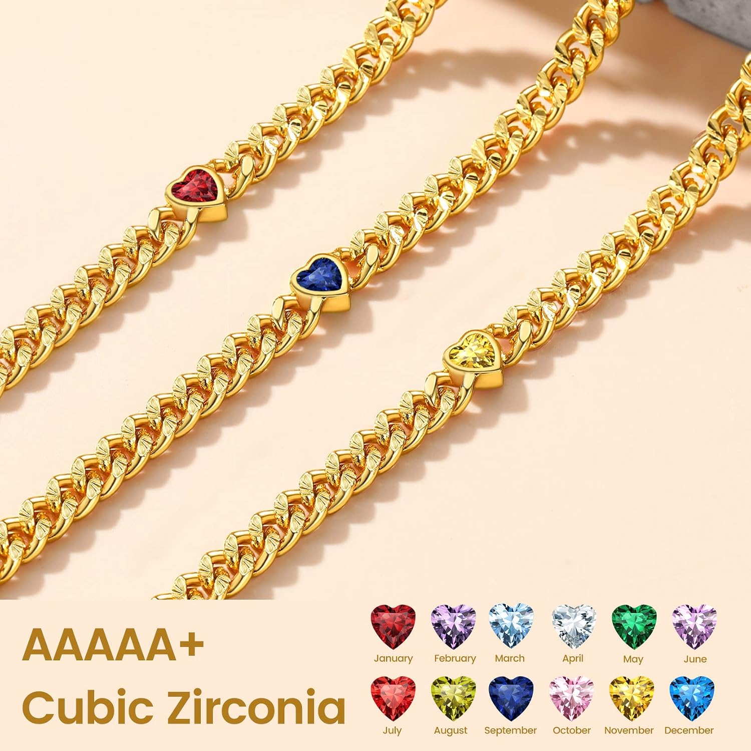 GoldChic Anklet Women's Gold Anklet for Women Girls 4 mm Wide Classic Curb Chain Anklet Bracelet Zirconia Anklet 22 cm + 5 cm Adjustable Summer Beach Foot Jewellery – Bild 8